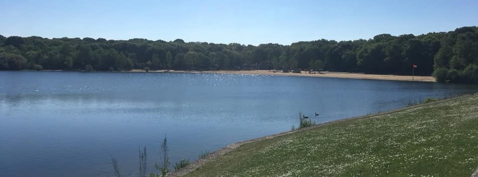 Looking over towards the beach at Ruislip Lido